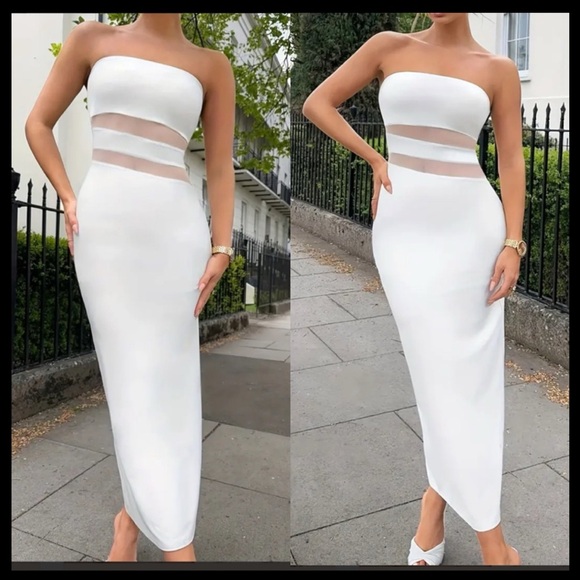 BOUTIQUE White Strapless Midi Dress - Picture 2 of 6